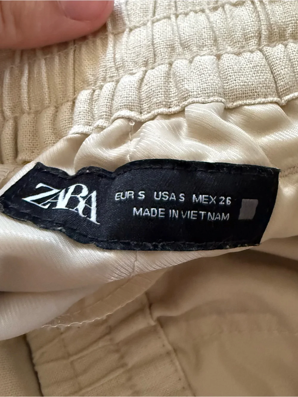 Zara linen blend beige wide leg trouser pants size small
